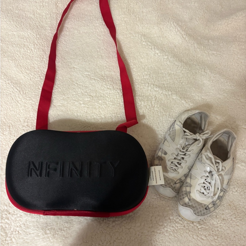 NFINITY Black Bag with Red Strap and White Cheer shoes